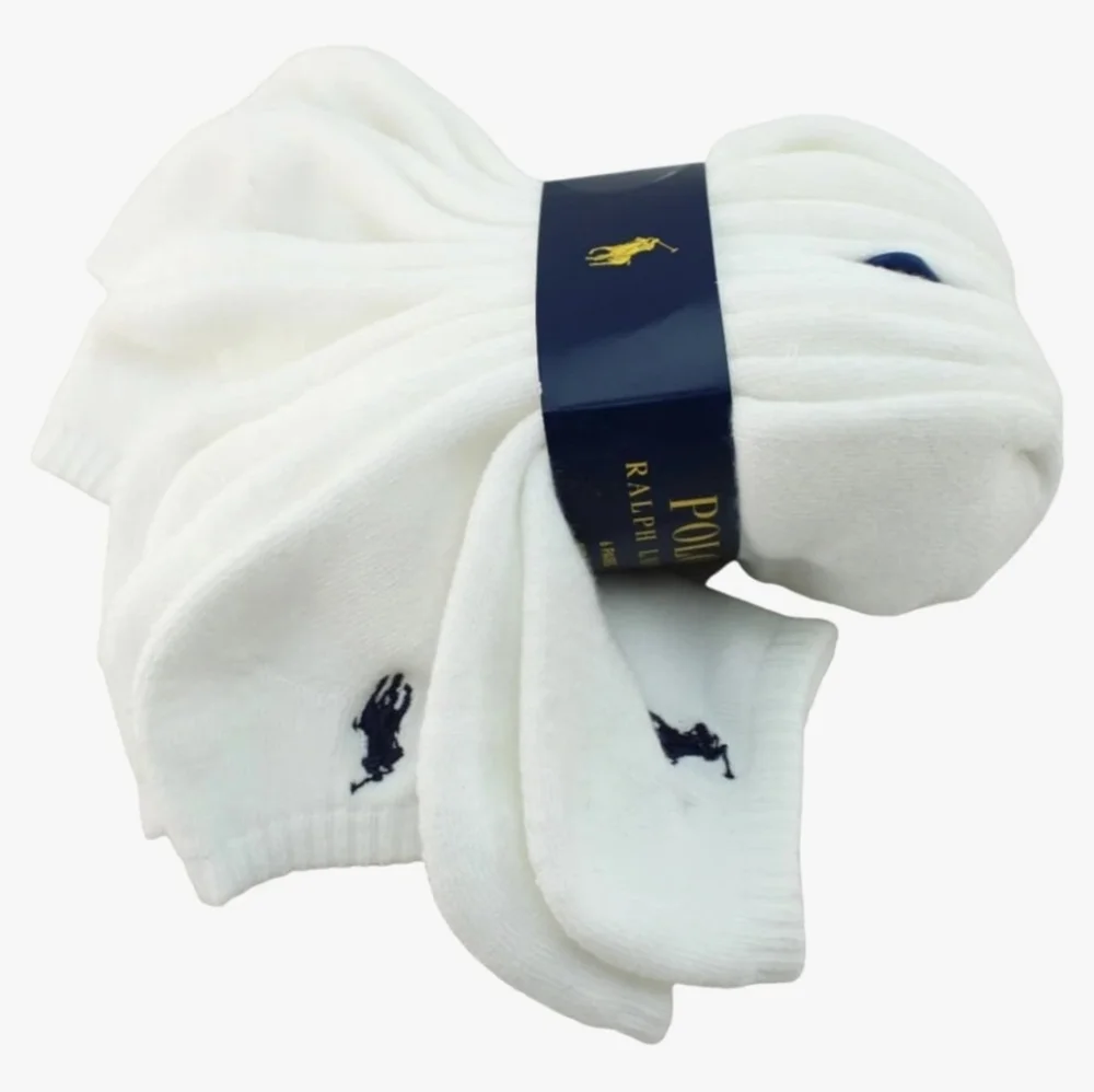 Polo RALPH LAUREN Classic Sport Low-Cut Socks Men's Size 6-13 White 6-Pack